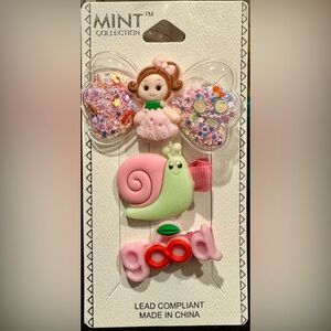 Girls Set of 3 Hair Clips Puffy Mermaid Pink Purple